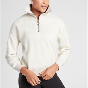 Athleta cozy karma fog heather gray half zip hoodie xs